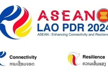 El tema y el logo de la presidencia de Laos en la Asean en 2024. (Foto: VNA)