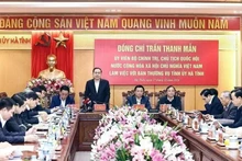 El presidente de la Asamblea Nacional de Vietnam, Tran Thanh Man, interviene en la cita. (Foto: VNA)
