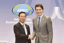El presidente vietnamita, Vo Van Thuong, se reunió con el primer ministro canadiense, Justin Trudeau. (Fotografía: VNA)