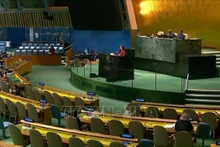La ministra consejera y subjefa de la delegación permanente vietnamita ante la ONU, Le Thi Minh Thoa, habla en el evento. (Foto: VNA)