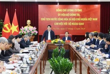 El presidente de Vietnam, Luong Cuong, habla en la cita. (Foto: VNA)