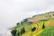 Vista panorámica de la estepa de Suoi Thau en la madrugada.