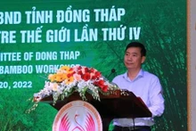 El presidente del Comité Popular de Dong Thap, Pham Thien Nghia, habla en el evento. (Fotografía: VNA)