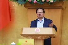 El primer ministro vietnamita, Pham Minh Chinh, habla en el evento. (Foto: VNA)
