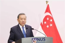 El secretario general del Partido Comunista de Vietnam, To Lam, interviene en la cita. (Foto: VNA)