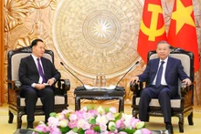 [Foto] Líder partidista vietnamita recibe al jefe de la Oficina del Comité Central del Partido Popular Revolucionario de Laos
