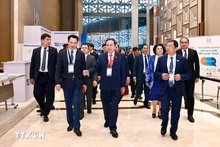 El presidente de la ANV, Tran Thanh Man, y otros delegados en la ceremonia inaugural de la IPU-150. (Foto: VNA)