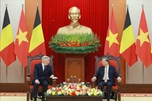 El secretario general del Partido Comunista de Vietnam (PCV), To Lam (derecha) se reúne con el Rey de Bélgica, Felipe (Foto: VNA)