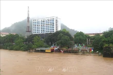 El nivel del río Lo en la ciudad de Ha Giang se eleva. (Foto: VNA)