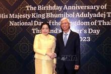 Vo Van Hoan, vicepresidente del Comité Popular de Ciudad Ho Chi Minh, felicita a Wiraka Moodhitaporn, cónsul general de Tailandia en la ủbre. (Foto: VNA)