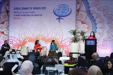 La vicepresidenta de Vietnam Vo Thi Anh Xuan interviene en la inauguración de la Cumbre Mundial de Mujeres. (Foto: VNA)
