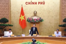 El viceprimer ministro Tran Hong Ha habla en la reunión. (Fotografía: VNA)