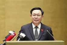 El presidente de la Asamblea Nacional de Vietnam, Vuong Dinh Hue, interviene en la cita. (Foto: VNA)
