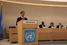 El ministro de Asuntos Exteriores, Bui Thanh Son, habla en la reunión. (Foto: VNA)