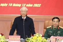 El secretario general del Partido Comunista de Vietnam, Nguyen Phu Trong, preside la conferencia. (Fotografía: VNA)