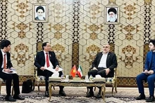 El vicepresidente de la Asamblea Nacional Tran Quang Phuong se reúne con el vicepresidente del Parlamento iraní Ali Nikzad. (Fotografía: Portal web de la Asamblea Nacional)