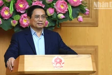 El primer ministro vietnamita, Pham Minh Chinh, en la reunión (Fotografía: Nhan Dan)