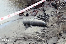 La bomba descubrida en Phu Tho (Foto: VNA)