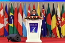 El viceprimer ministro vietnamita Tran Luu Quang, interviene en el evento (Fotografía: VNA)