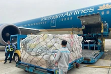 Vietnam Airlines opera un vuelo especial con casi 30 toneladas de suministros de socorro hacia Myanmar (Foto: VNA)
