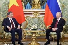 El secretario general del Partido Comunista, To Lam, se reúne con el presidente ruso ,Vladimir Putin. (Foto: VNA)