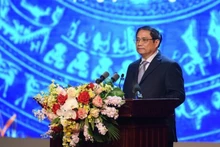 El primer ministro vietnamita, Pham Minh Chinh, habla en el evento. (Fotografía: VOV)