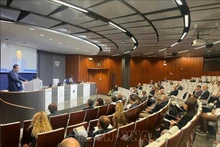 El embajador vietnamita en Roma, Duong Hai Hung, habla en el foro (Foto: VNA)