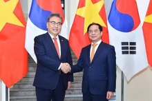El ministro de Relaciones Exteriores de Vietnam, Bui Thanh Son (derecha), y su homólogo surcoreano, Park Jin. (Fotografía: baoquocte.vn)