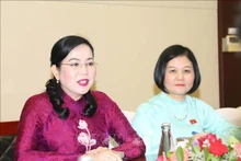 La jefa de la Comisión de Asuntos de Diputados del Comité Permanente de la Asamblea Nacional (AN) de Vietnam, Nguyen Thanh Hai, pronuncia un discurso en la reunión (Foto: VNA)