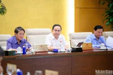 El presidente de la Asamblea Nacional de Vietnam, Tran Thanh Man (centro), habla en la reunión (Foto: Nhan Dan)