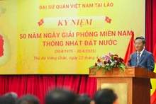 El embajador de Vietnam en Laos, Nguyen Minh Tam, interviene en la cita (Foto: Nhan Dan)