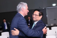 El primer ministro de Vietnam, Pham Minh Chinh, y el presidente de Cuba, Miguel Díaz-Canel (Foto: VNA)