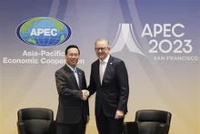 El presidente de Vietnam, Vo Van Thuong (izquierda), se reúne con el primer ministro de Australia, Anthony Albanese. (Fotografía: VNA)