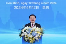 El presidente de la Asamblea Nacional de Vietnam, Vuong Dinh Hue, interviene en el foro. (Foto: VNA)