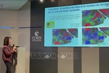 La doctora vietnamita Le Toan Thuy presenta un proyecto en el centro de CNES. (Fotografía: VNA)