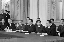 La delegación del Gobierno de la República Democrática de Vietnam, encabezada por el ministro Xuan Thuy, asistió a la "Conferencia sobre la Paz en Vietnam" en París el 13 de mayo de 1968. (Fotografía: VNA)