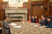 En el encuentro entre el viceprimer ministro de Vietnam, Le Minh Khai, y el presidente de la Cámara de Representantes de Japón, Nukaga Fukushiro (Foto: VNA)