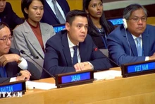 El embajador Dang Hoang Giang, representante permanente de Vietnam ante la ONU, habla en el evento. (Foto: VNA)