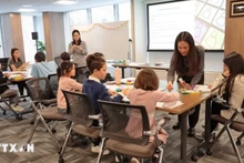 Una clase del idioma vietnamita para niños en Nueva York (Foto: VNA)