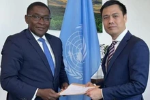 El asesor especial del secretario general de la ONU y secretario general adjunto del Equipo de Acción Climática, Selwin Hart, y el embajador Dang Hoang Giang, representante permanente de Vietnam ante la ONU. (Fotografía: VNA)