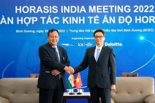 El viceprimer ministro de Vietnam, Vu Duc Dam (derecha) recibe al secretario de Estado de Asuntos Exteriores de la India, Rajkumar Ranjan Singh. (Fotografía: VNA)