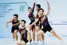 Atletas vietnamitas ganan medalla de oro en Campeonato Mundial de Aeróbic (Foto: VNA)