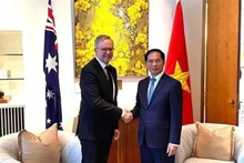 El ministro de Relaciones Exteriores de Vietnam, Bui Thanh Son (derecha), y el primer ministro australiano, Anthony Albanese. (Fotografía: VNA)