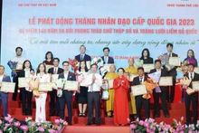El presidente de Vietnam, Vo Van Thuong, asiste a la ceremonia de lanzamiento del Mes Humanitario 2023. (Fotografía: VNA)