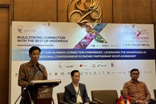 El embajador de Vietnam en Yakarta, Ta Van Thong, habla en el evento. (Foto: VNA)