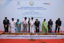 Acto de inauguración de la fábrica de vehículos eléctricos de VinFast en la ciudad de Thoothukudi, estado indio de Tamil Nadu. (Foto: VNA)