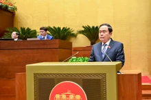 El presidente de la Asamblea Nacional, Tran Thanh Man, interviene en la cita. (Foto: Nhan Dan)