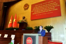 El presidente de la Asamblea Nacional, Tran Thanh Man, habla en la cita (Foto: Nhan Dan)