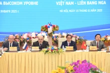 [Foto] Premier vietnamita y su homólogo ruso mantienen un diálogo con altos empresarios de ambos países