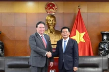 El ministro de Industria y Comercio, Nguyen Hong Dien, sostiene una reunión con el embajador de Washington en Hanoi, Marc E. Knapper (Foto: VNA)